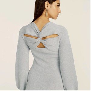 NWT J Crew Silver Lurex A-Line Silhouette Twist-Back Dress